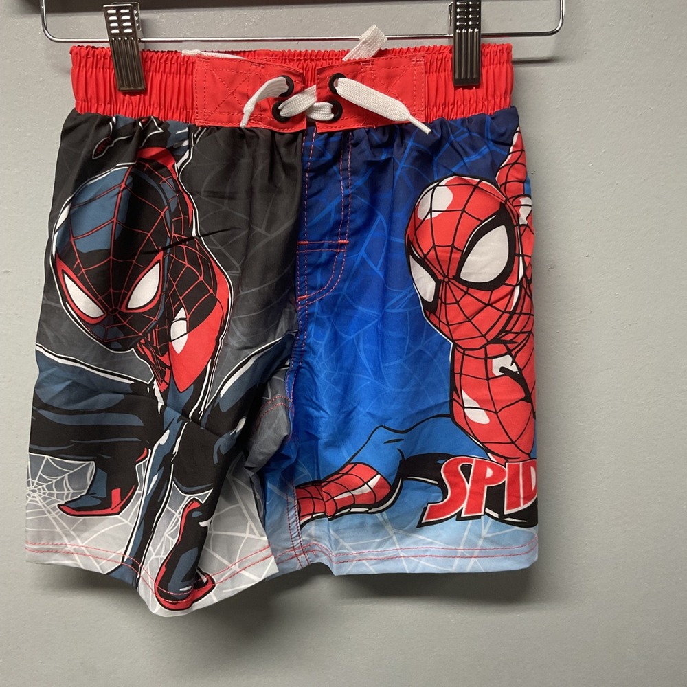 NWT Boys Spiderman Swim Shorts Size‎ 6/7 Red Blue Spider-Man Pool Beach